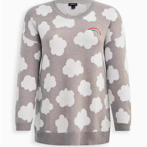 TORRID | Drop Shoulder Tunic Sweater Cloud Rainbow Gray sz 2X - Picture 3 of 7